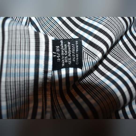 Apt 9 Men Blue Check Long Sleeve Slim Fit Shirt SZ 17 - Picture 5 of 5